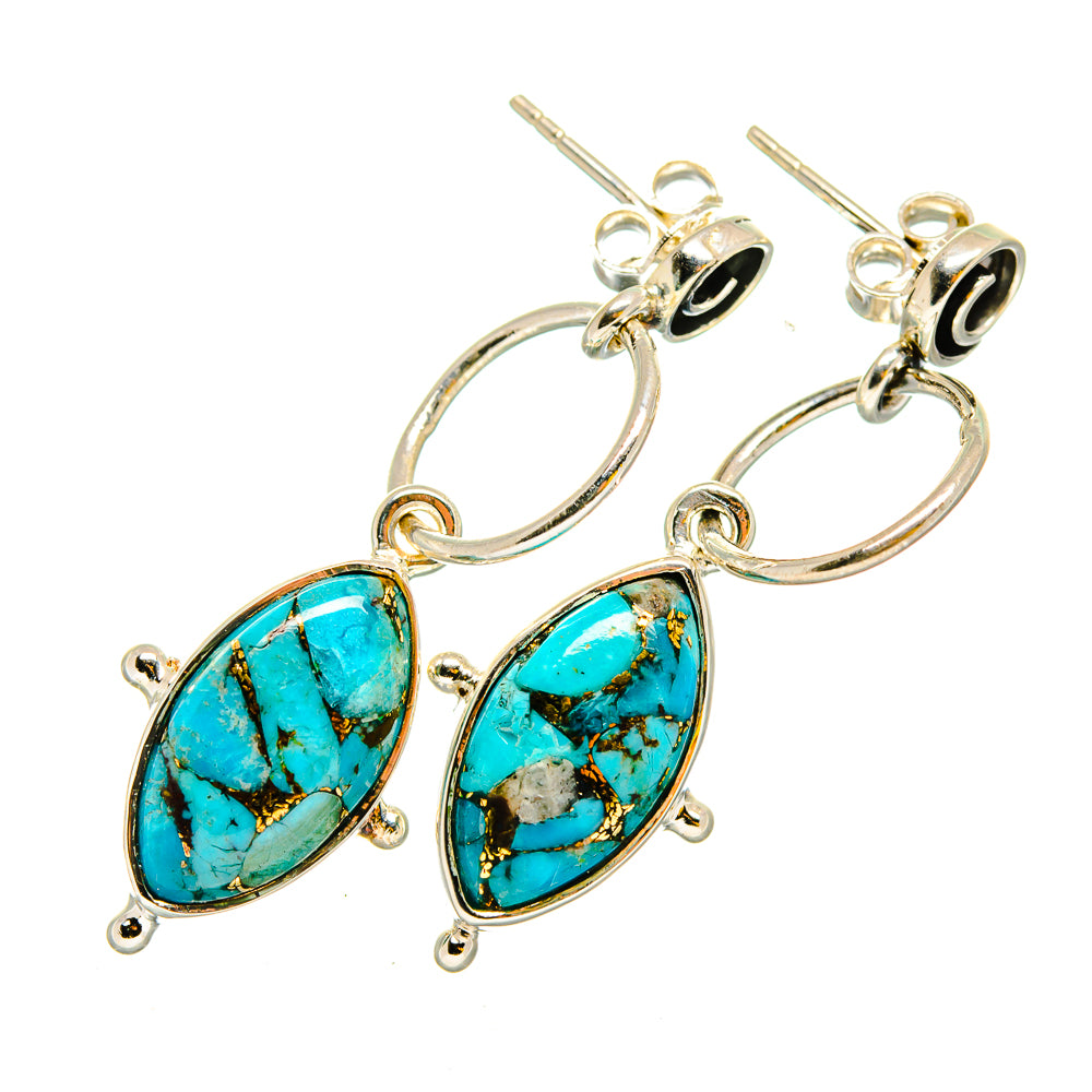 Blue Copper Composite Turquoise Earrings handcrafted by Anasilvercos - EARR420306