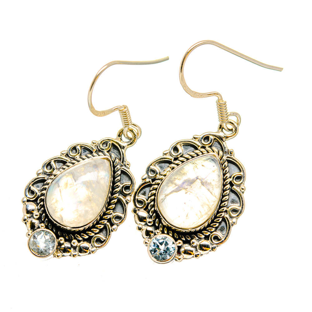 Rainbow Moonstone Earrings handcrafted by Anasilvercos - EARR420307