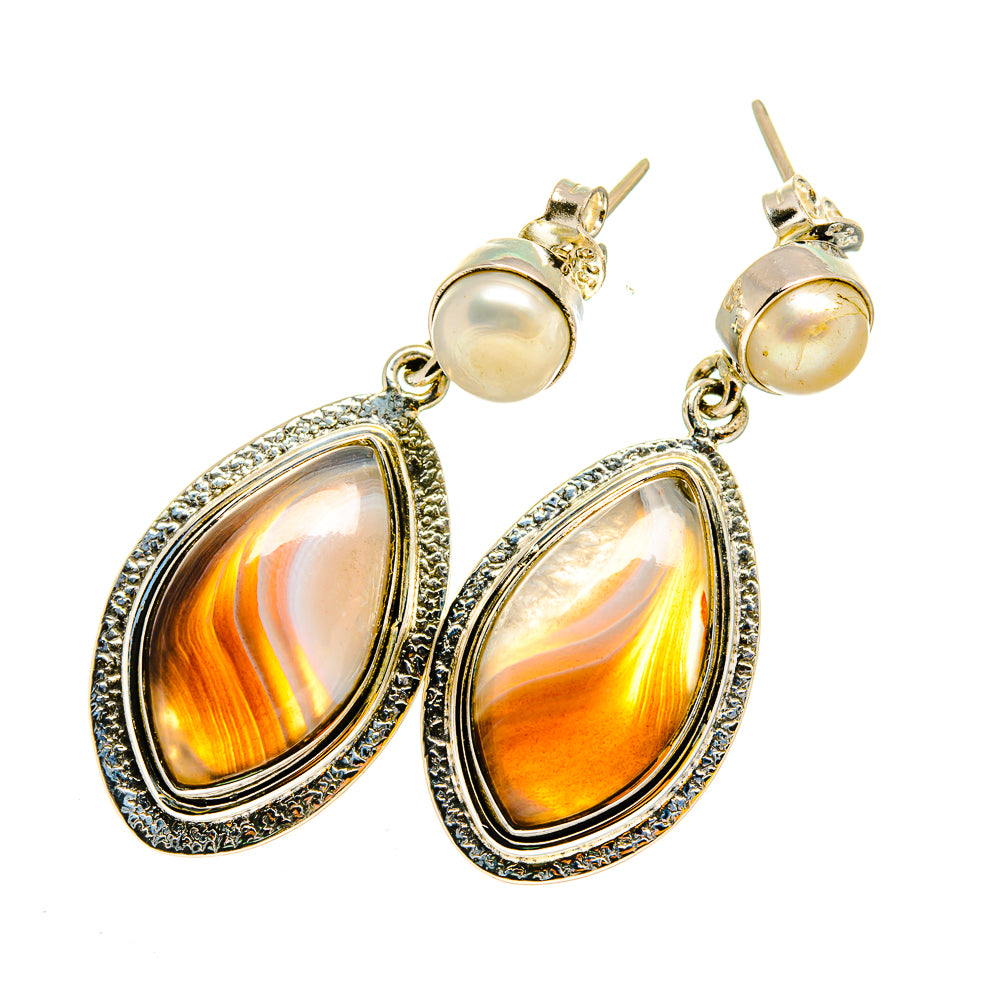 Botswana Agate Earrings handcrafted by Anasilvercos - EARR420308