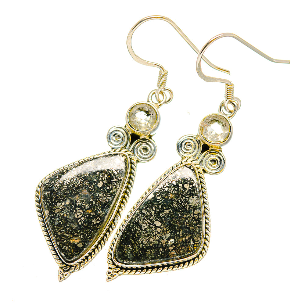 Pyrite Agate Earrings handcrafted by Anasilvercos - EARR420318