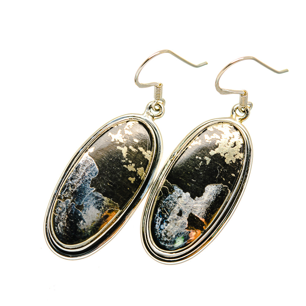 Pyrite In Black Onyx Earrings handcrafted by Anasilvercos - EARR420337