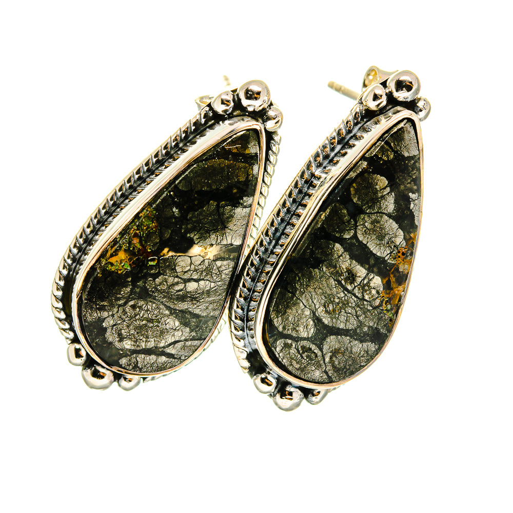 Pyrite In Black Onyx Earrings handcrafted by Anasilvercos - EARR420373