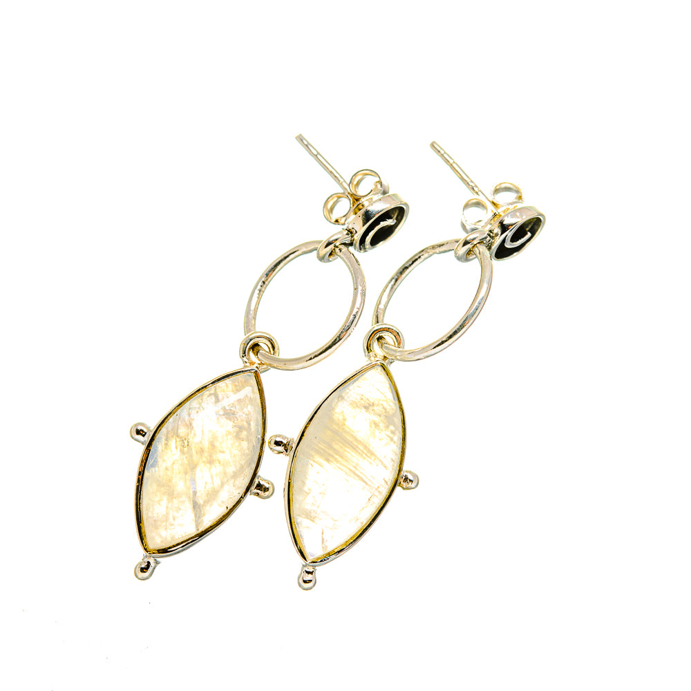 Rainbow Moonstone Earrings handcrafted by Anasilvercos - EARR420375