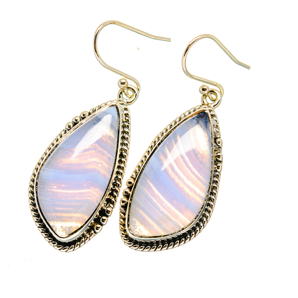Blue Lace Agate Earrings handcrafted by Anasilvercos - EARR420394