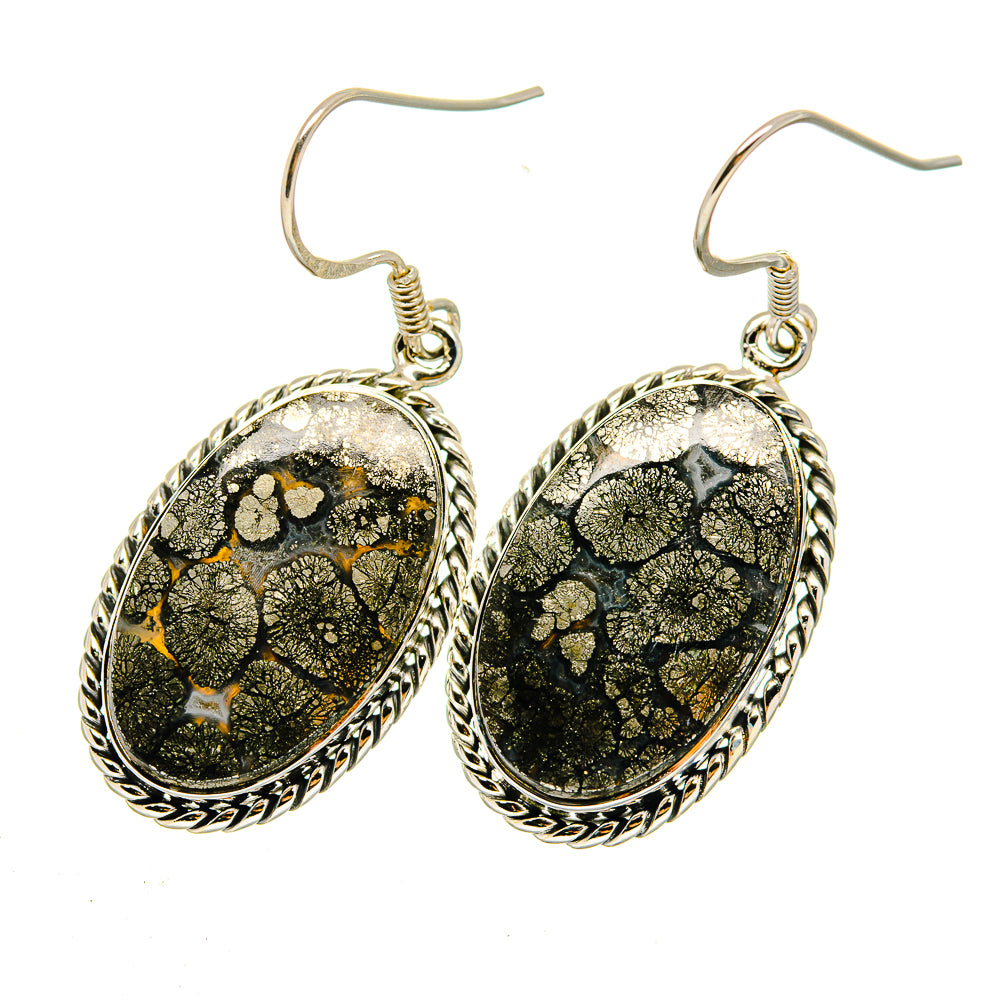 Pyrite Agate Earrings handcrafted by Anasilvercos - EARR420398