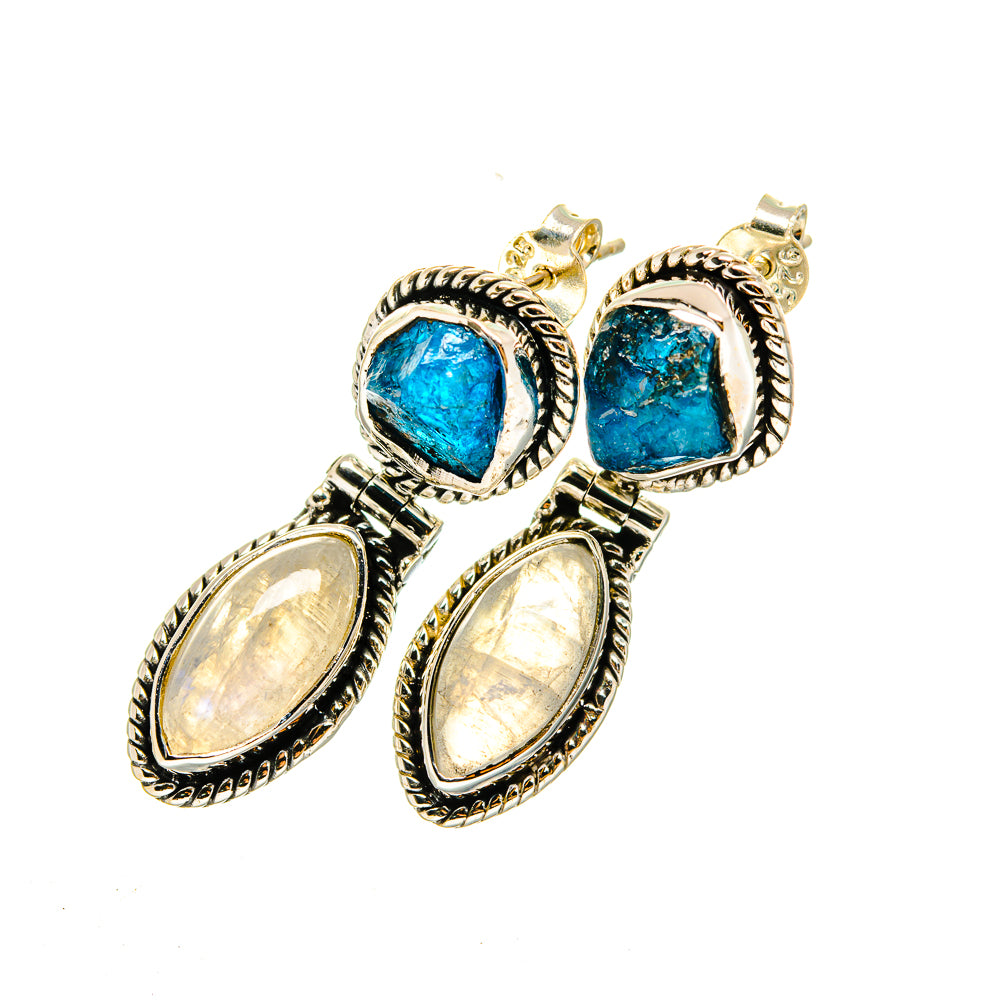 Rainbow Moonstone Earrings handcrafted by Anasilvercos - EARR420400