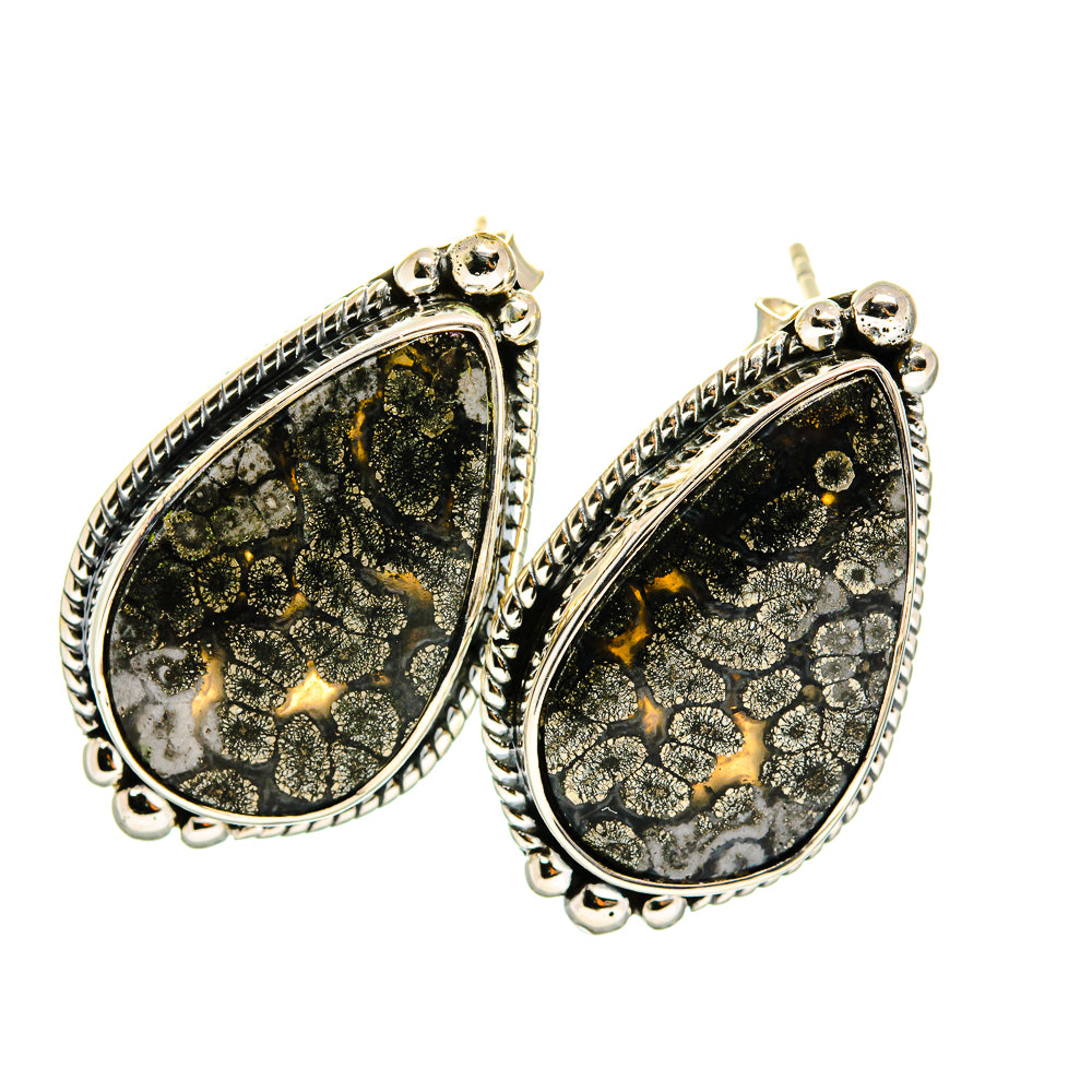 Pyrite Agate Earrings handcrafted by Anasilvercos - EARR420435