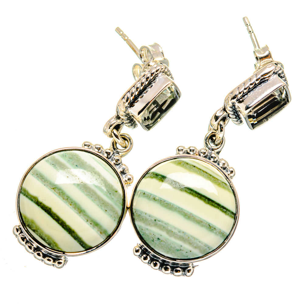 African Green Opal Earrings handcrafted by Anasilvercos - EARR420436