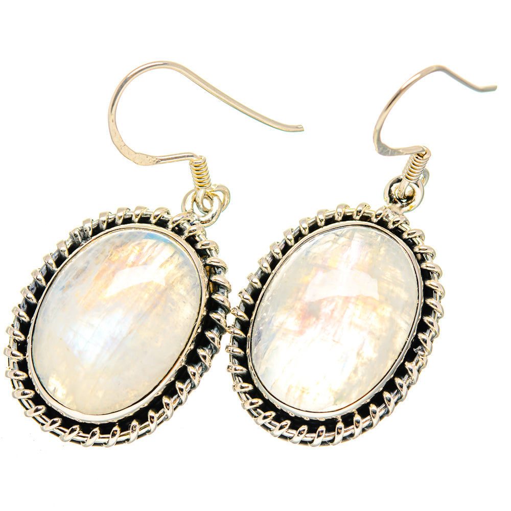 Rainbow Moonstone Earrings handcrafted by Anasilvercos - EARR420447