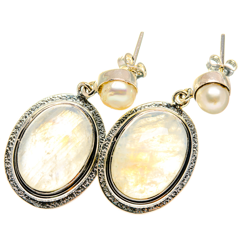 Rainbow Moonstone Earrings handcrafted by Anasilvercos - EARR420461