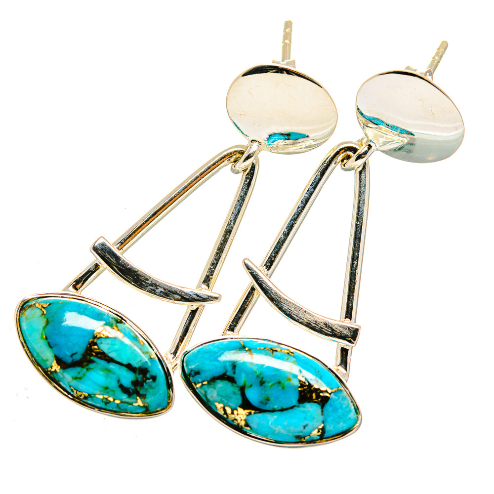 Blue Copper Composite Turquoise Earrings handcrafted by Anasilvercos - EARR420471