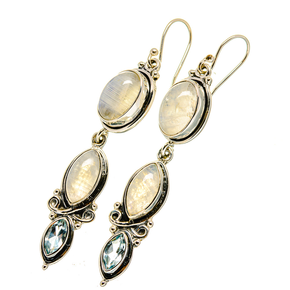 Rainbow Moonstone Earrings handcrafted by Anasilvercos - EARR420504