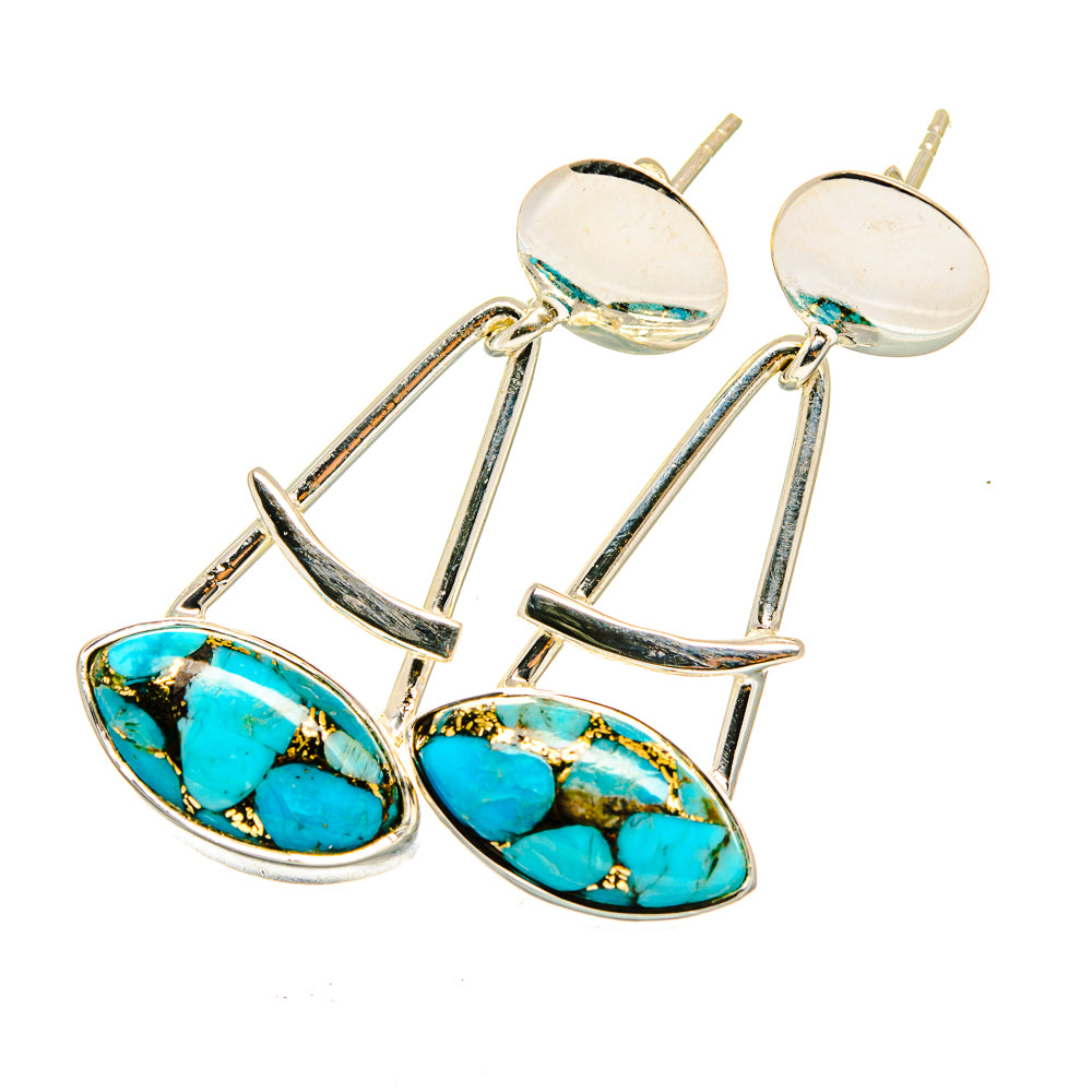 Blue Copper Composite Turquoise Earrings handcrafted by Anasilvercos - EARR420523