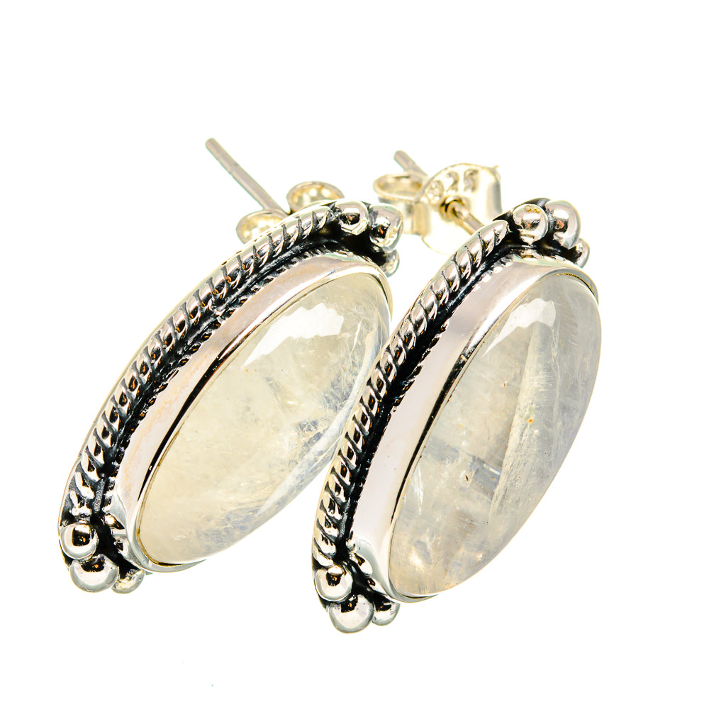 Rainbow Moonstone Earrings handcrafted by Anasilvercos - EARR420555
