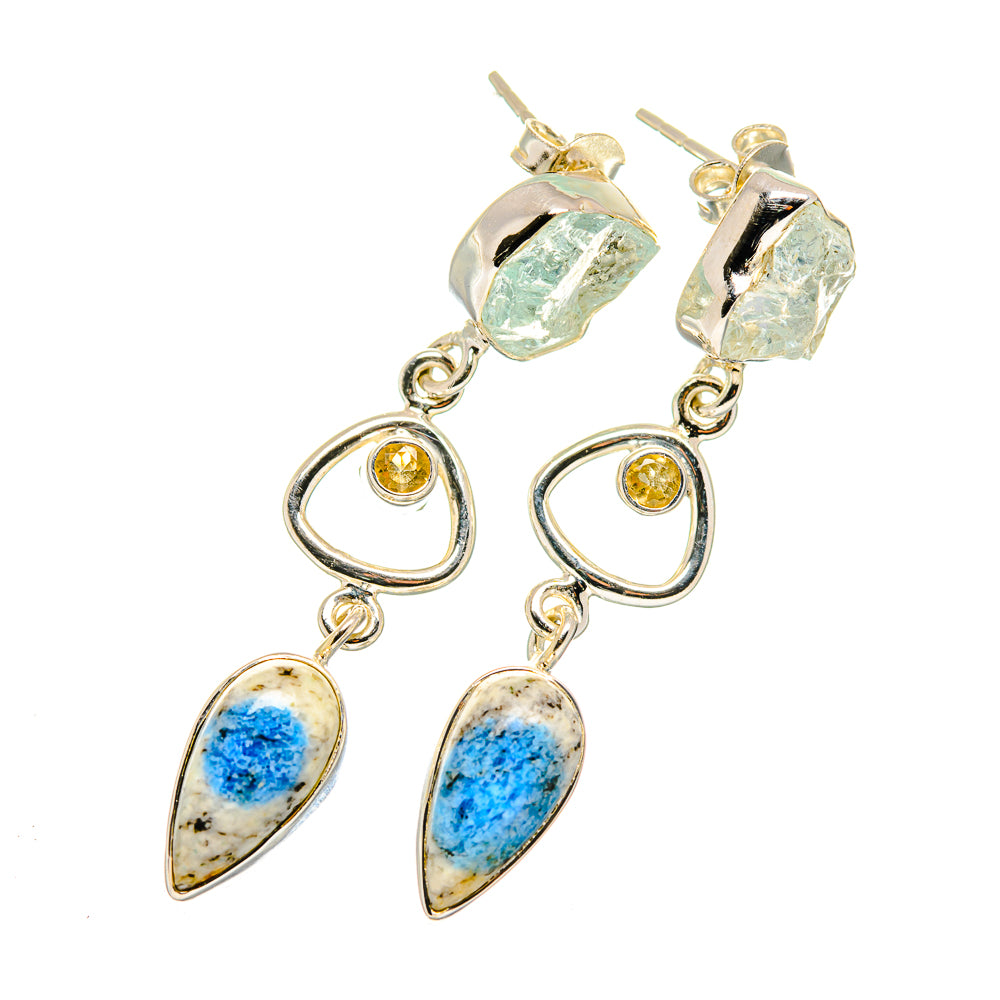 K2 Blue Azurite Earrings handcrafted by Anasilvercos - EARR420558