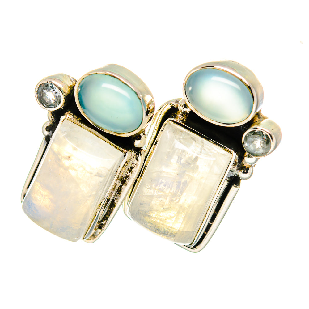 Rainbow Moonstone Earrings handcrafted by Anasilvercos - EARR420566