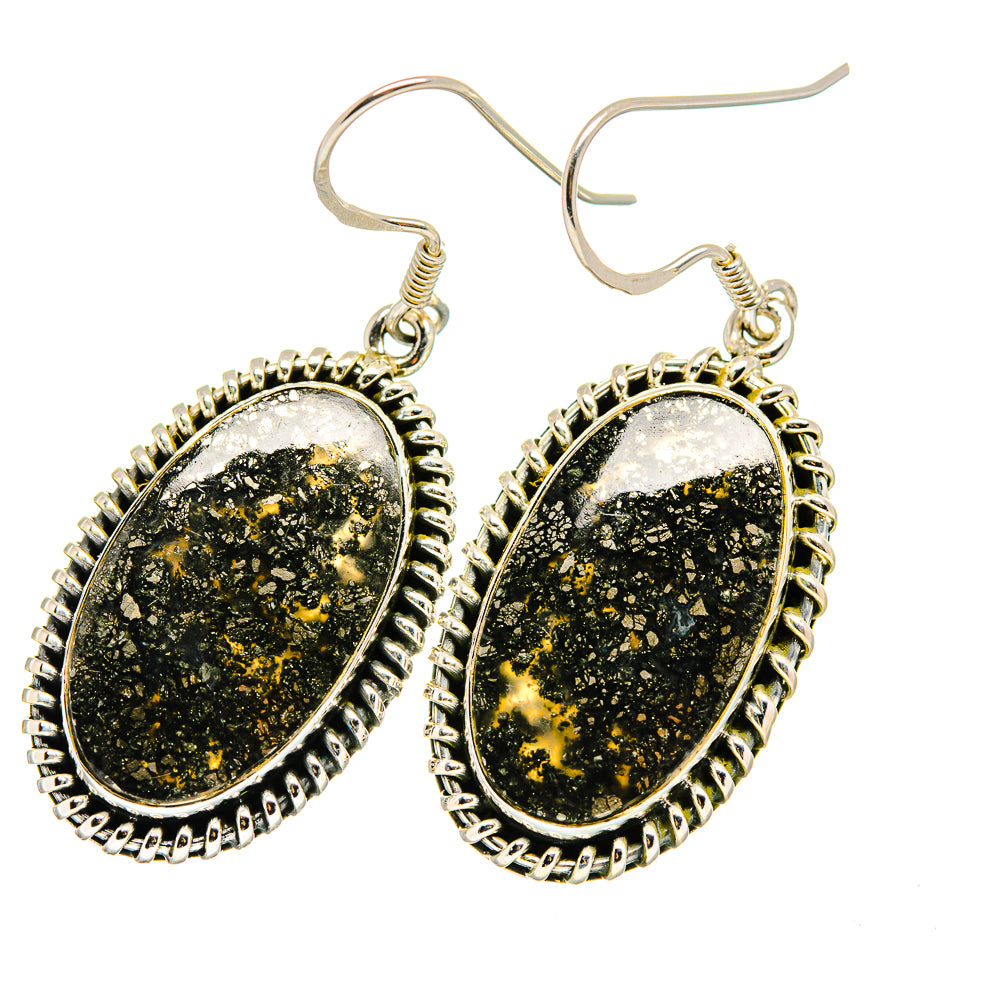 Pyrite Agate Earrings handcrafted by Anasilvercos - EARR420582