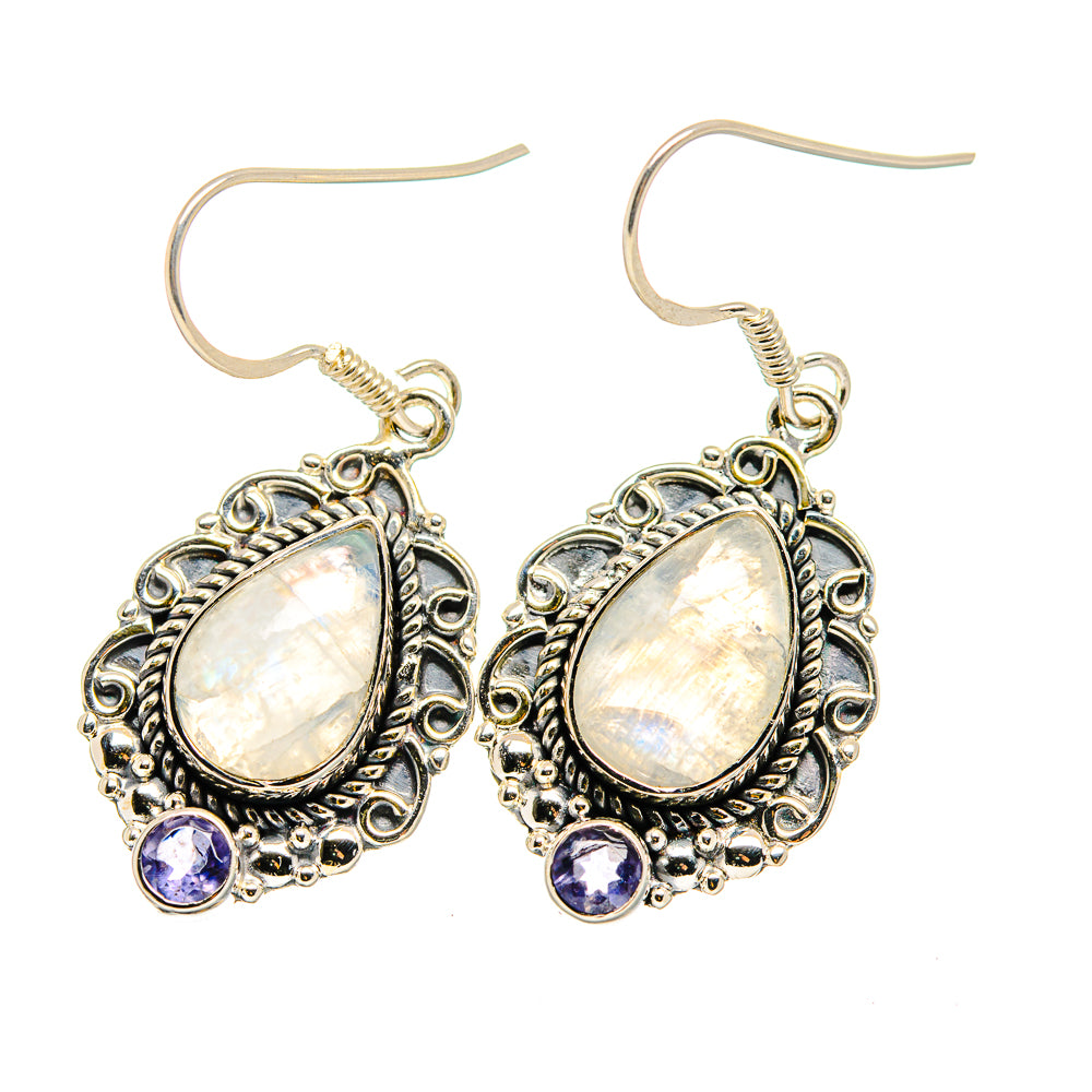 Rainbow Moonstone Earrings handcrafted by Anasilvercos - EARR420584