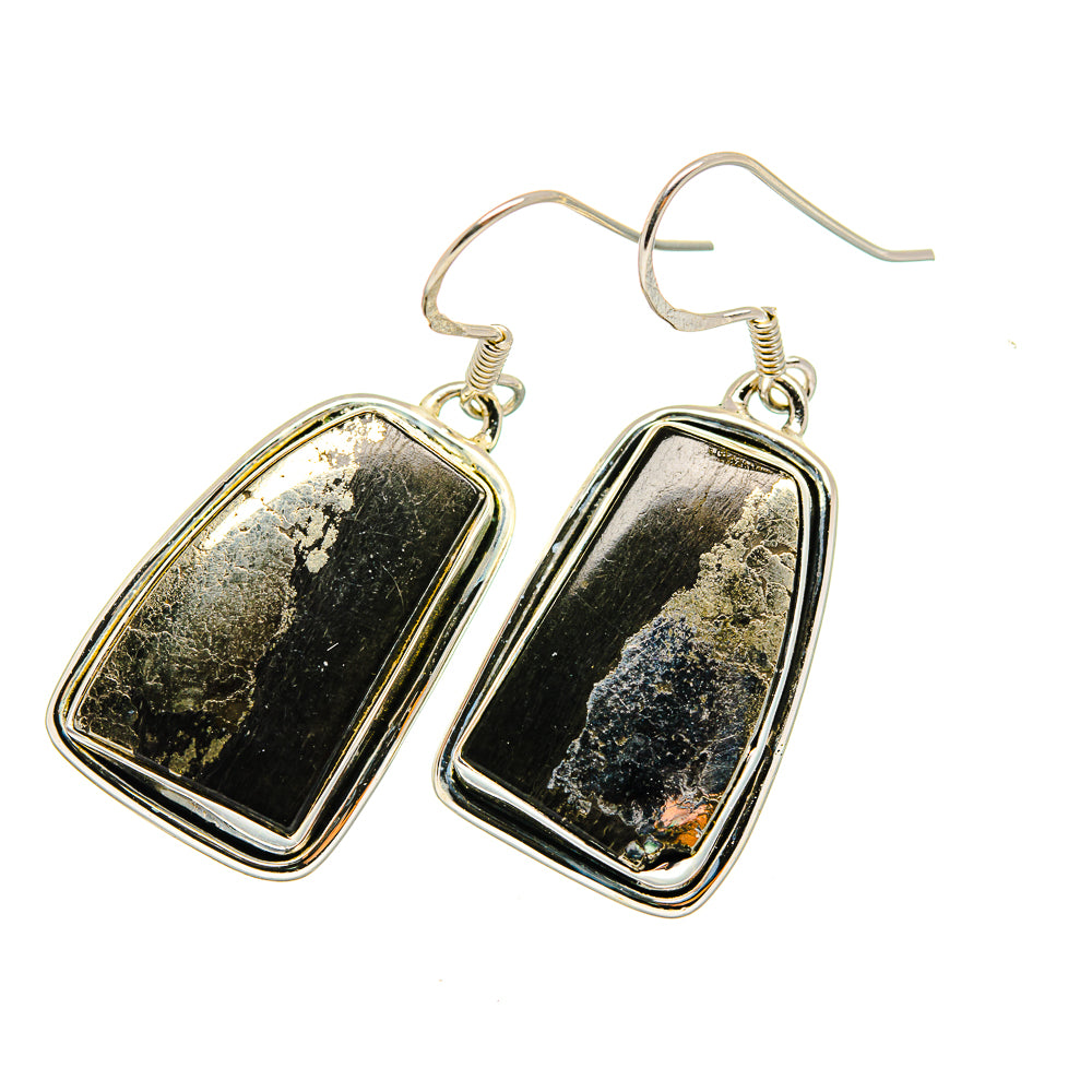 Pyrite In Black Onyx Earrings handcrafted by Anasilvercos - EARR420593