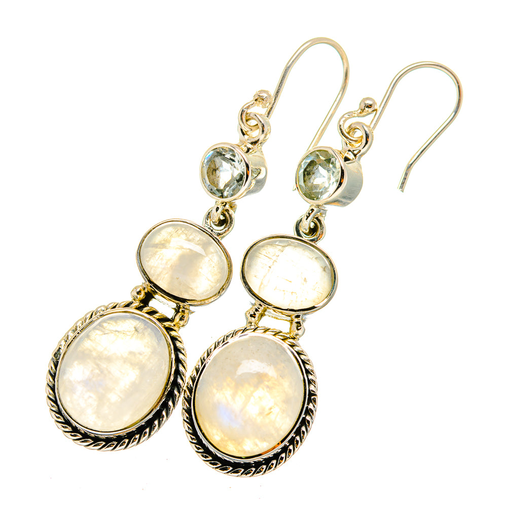 Rainbow Moonstone Earrings handcrafted by Anasilvercos - EARR420609