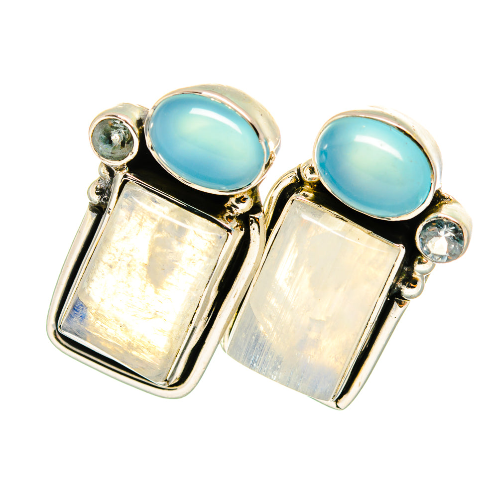 Rainbow Moonstone Earrings handcrafted by Anasilvercos - EARR420614
