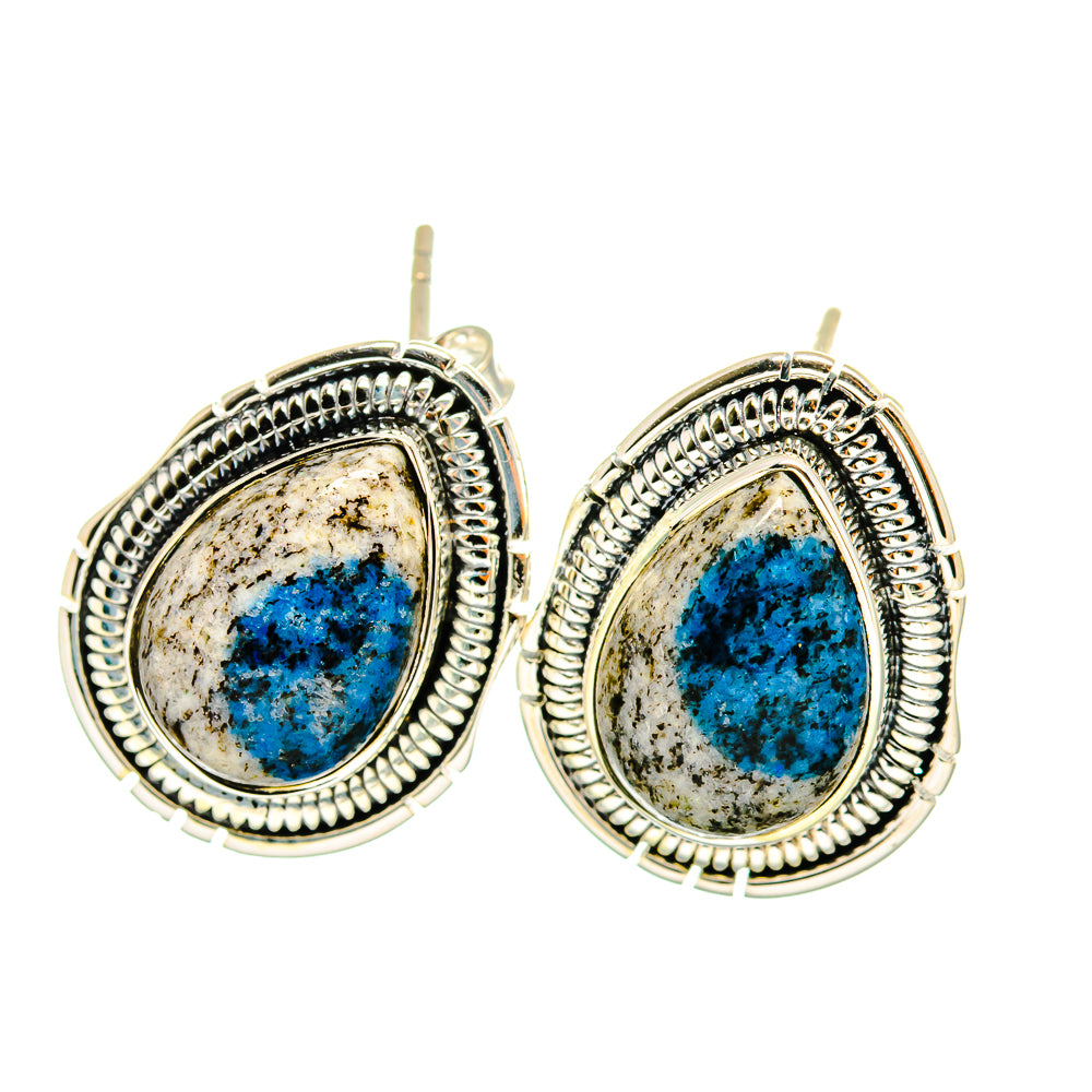 K2 Blue Azurite Earrings handcrafted by Anasilvercos - EARR420615