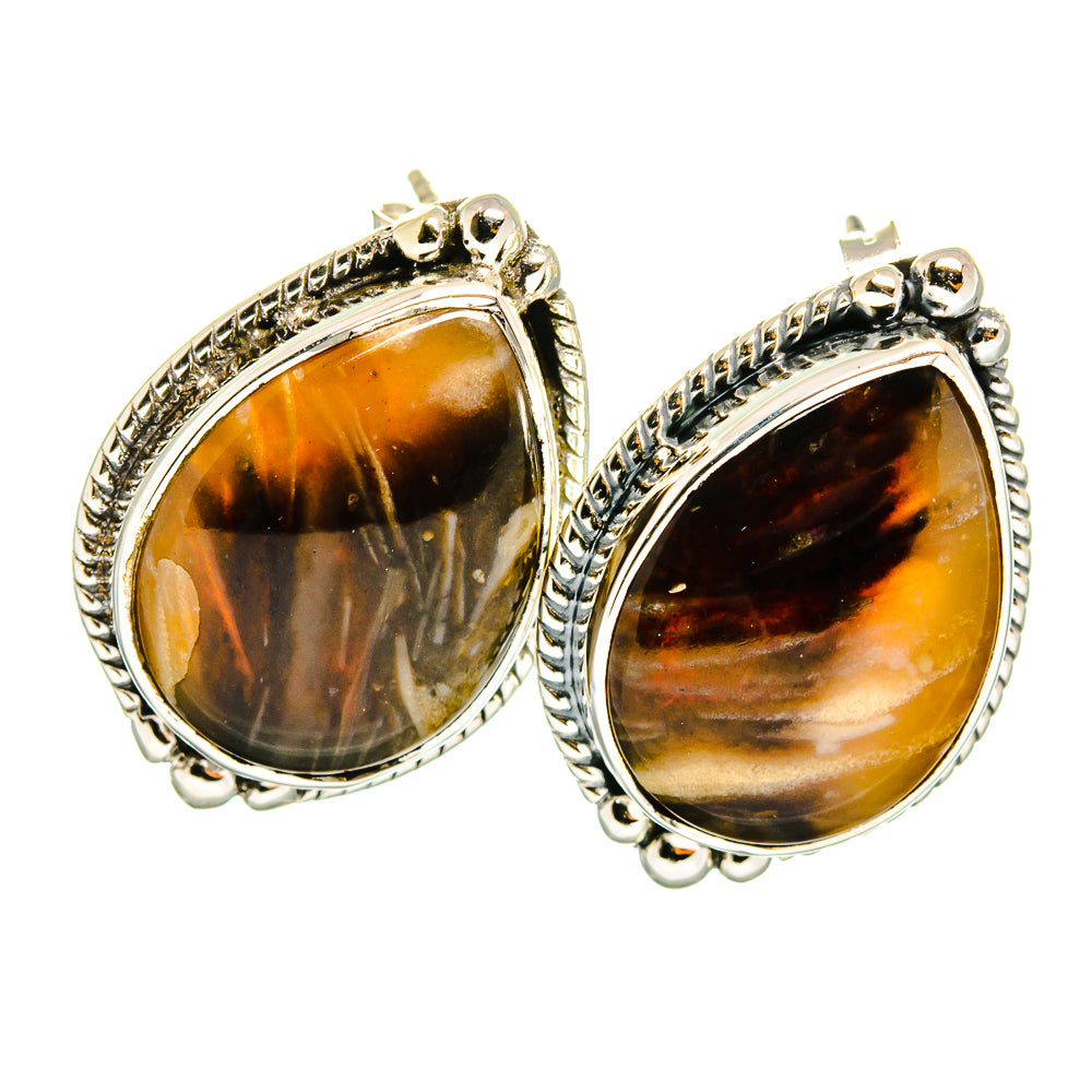 Peanut Wood Jasper Earrings handcrafted by Anasilvercos - EARR420630