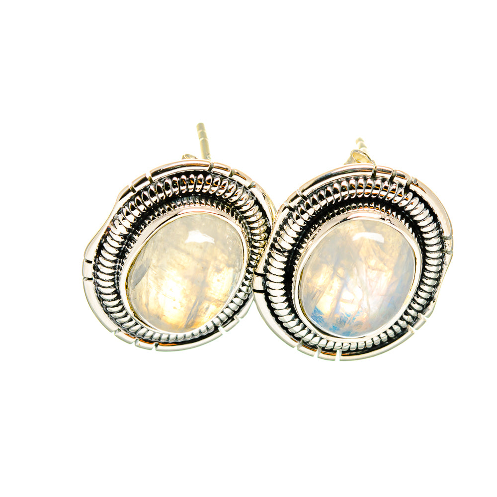 Rainbow Moonstone Earrings handcrafted by Anasilvercos - EARR420638