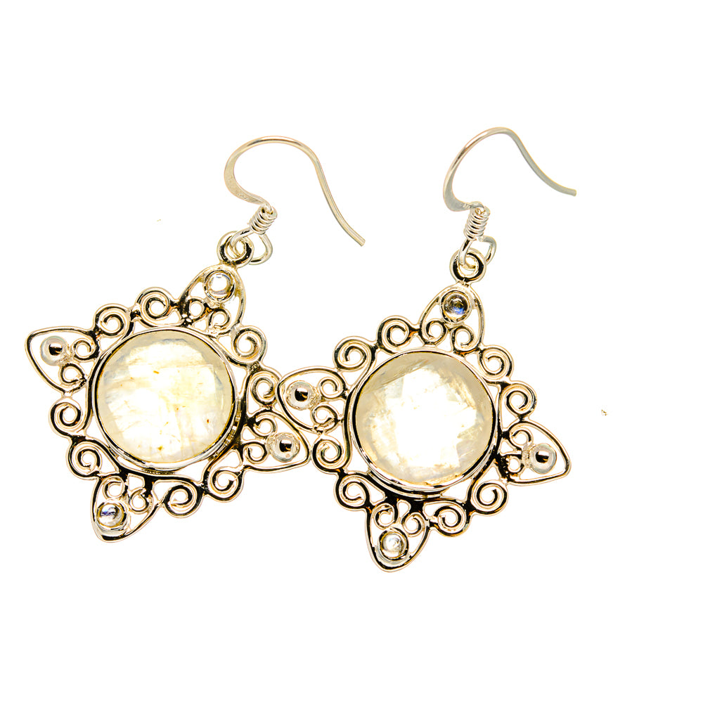 Rainbow Moonstone Earrings handcrafted by Anasilvercos - EARR420650