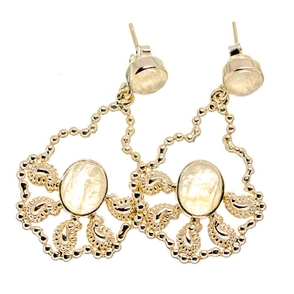 Rainbow Moonstone Earrings handcrafted by Anasilvercos - EARR420652