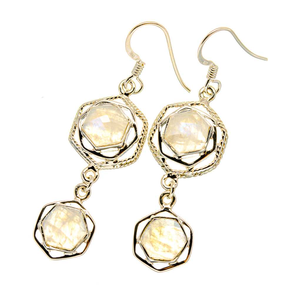 Rainbow Moonstone Earrings handcrafted by Anasilvercos - EARR420653