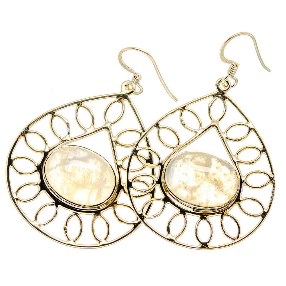 Rainbow Moonstone Earrings handcrafted by Anasilvercos - EARR420654