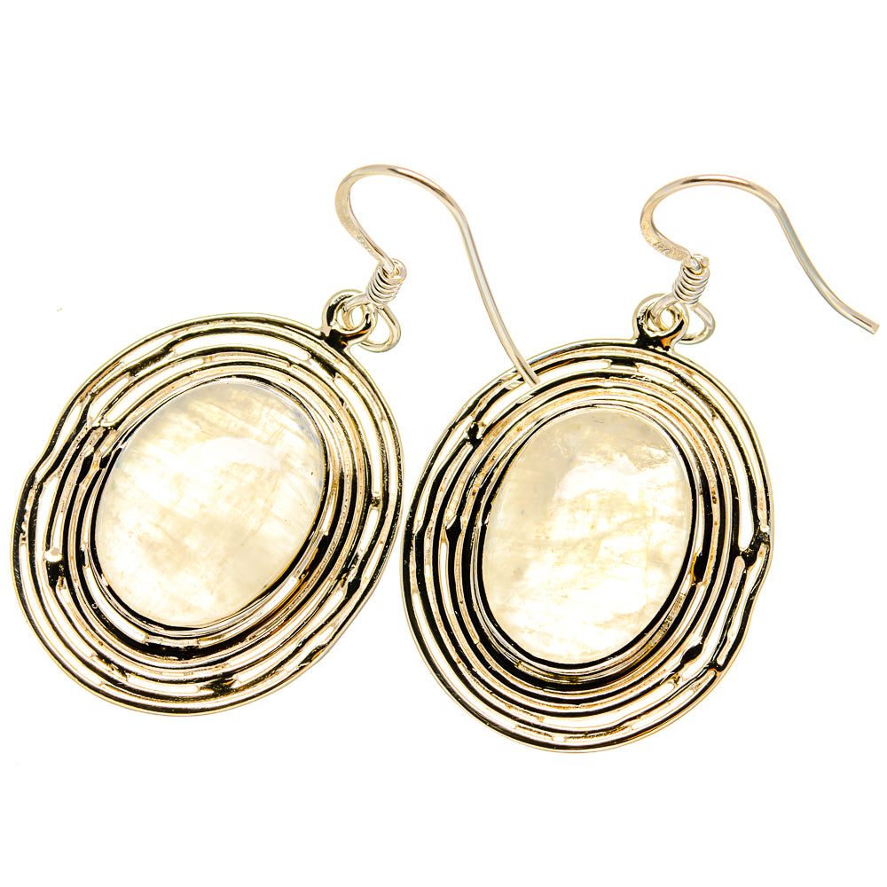 Rainbow Moonstone Earrings handcrafted by Anasilvercos - EARR420657