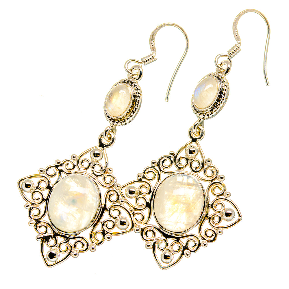 Rainbow Moonstone Earrings handcrafted by Anasilvercos - EARR420658