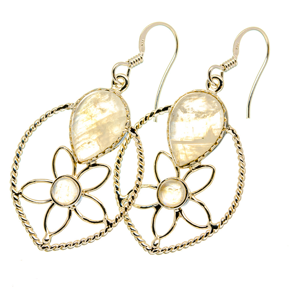 Rainbow Moonstone Earrings handcrafted by Anasilvercos - EARR420663