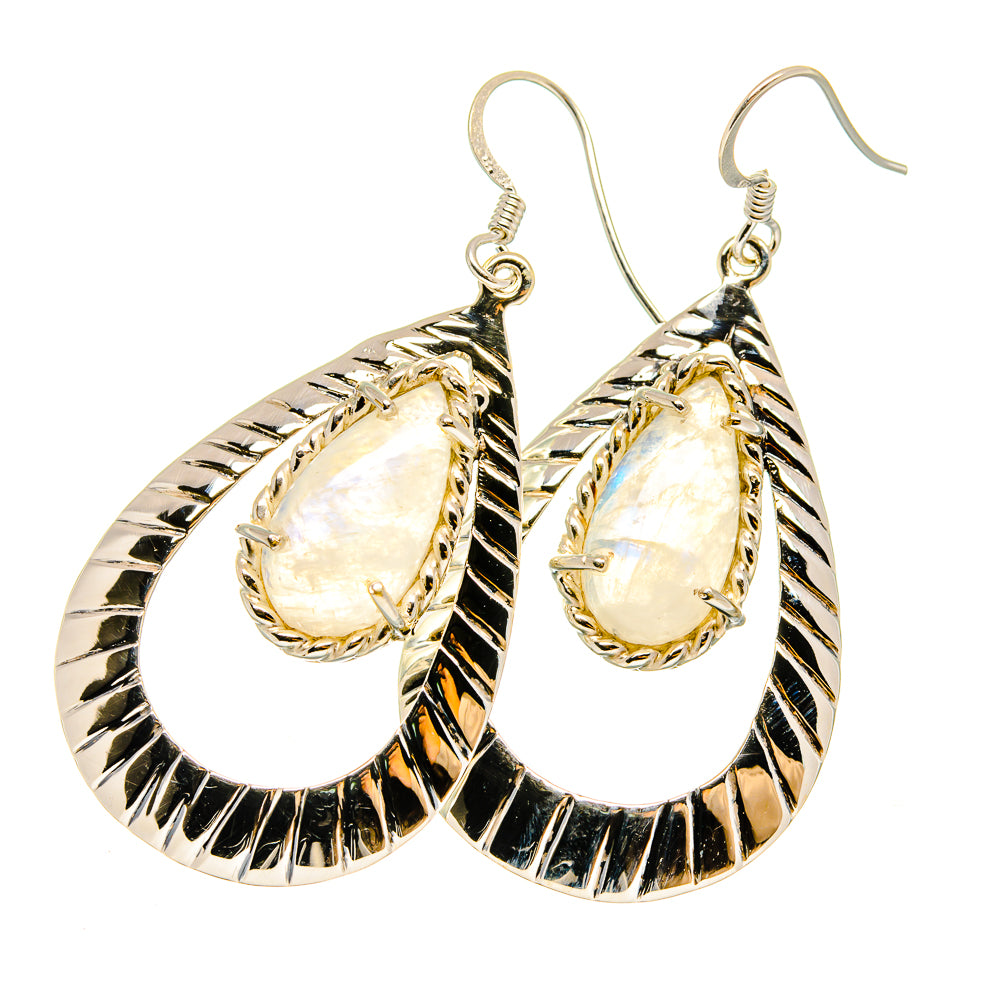 Rainbow Moonstone Earrings handcrafted by Anasilvercos - EARR420666