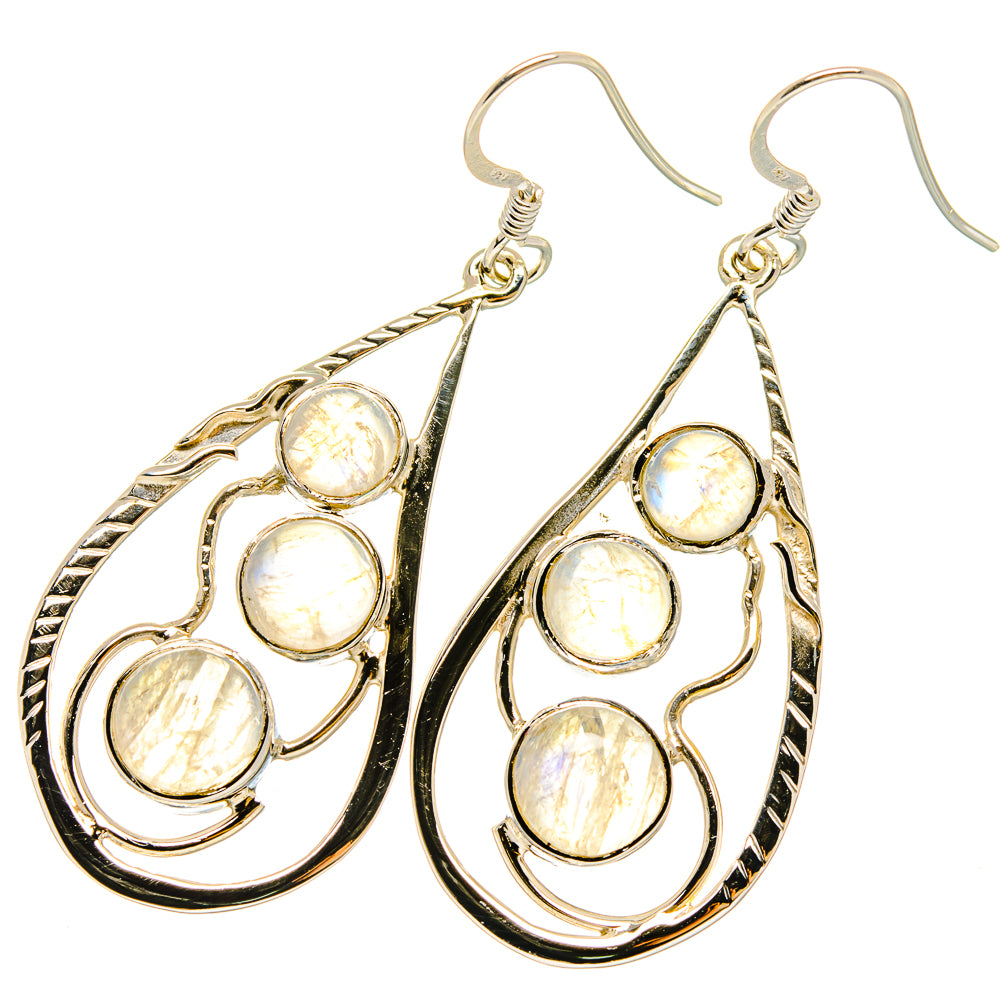 Rainbow Moonstone Earrings handcrafted by Anasilvercos - EARR420668