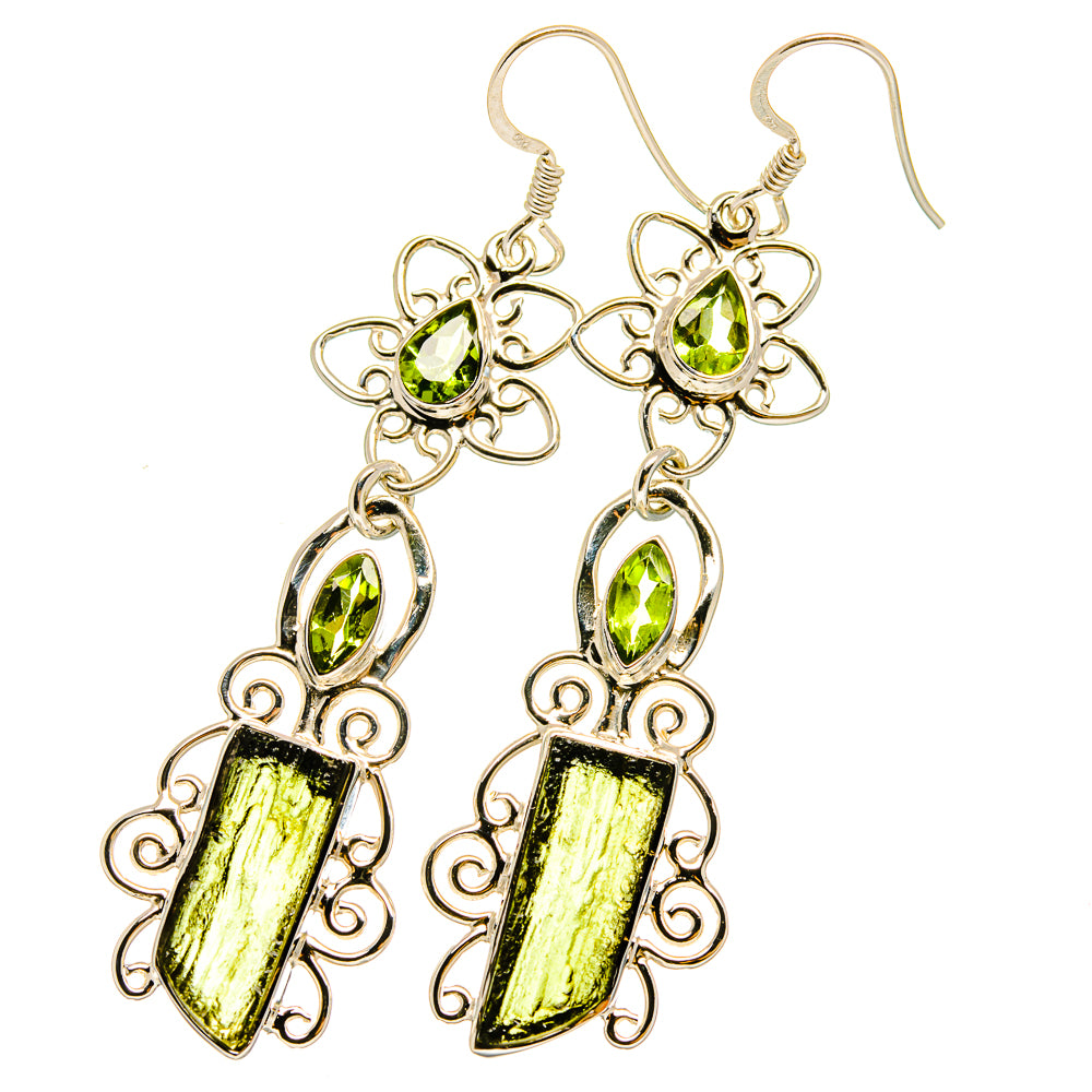 Czech Moldavite Earrings handcrafted by Anasilvercos - EARR420677