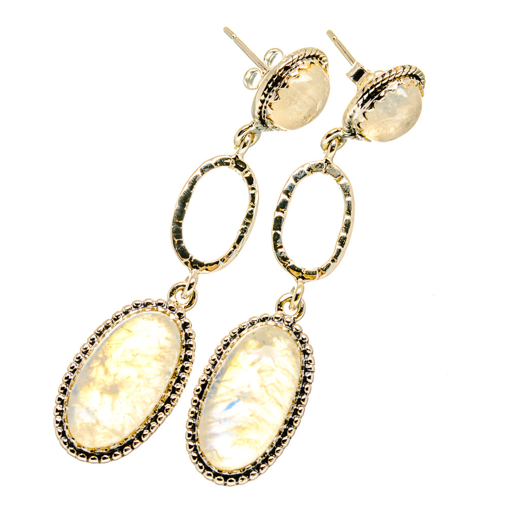 Rainbow Moonstone Earrings handcrafted by Anasilvercos - EARR420682