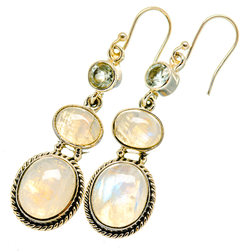 Rainbow Moonstone Earrings handcrafted by Anasilvercos - EARR420692