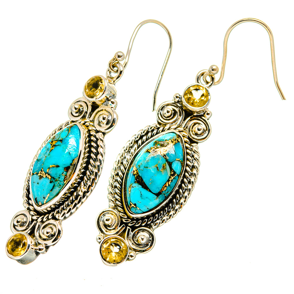 Blue Copper Composite Turquoise Earrings handcrafted by Anasilvercos - EARR420705
