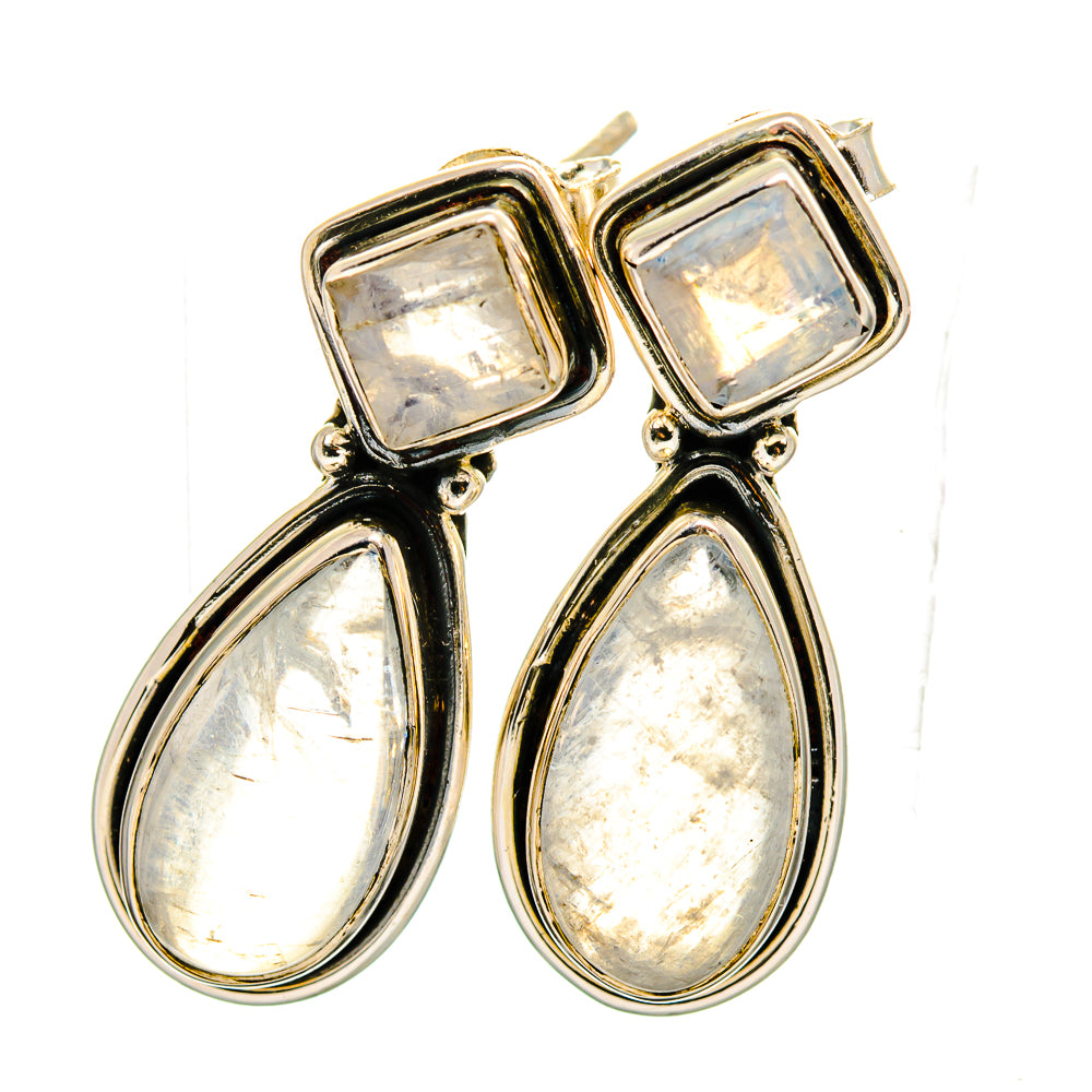 Rainbow Moonstone Earrings handcrafted by Anasilvercos - EARR420723