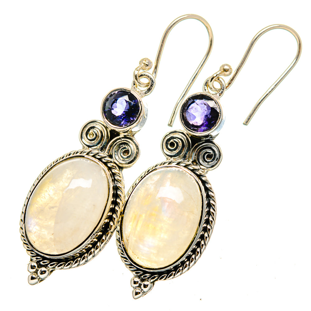 Rainbow Moonstone Earrings handcrafted by Anasilvercos - EARR420725