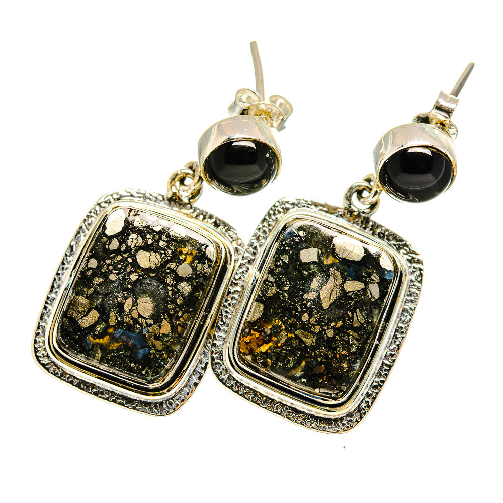 Pyrite Agate Earrings handcrafted by Anasilvercos - EARR420739