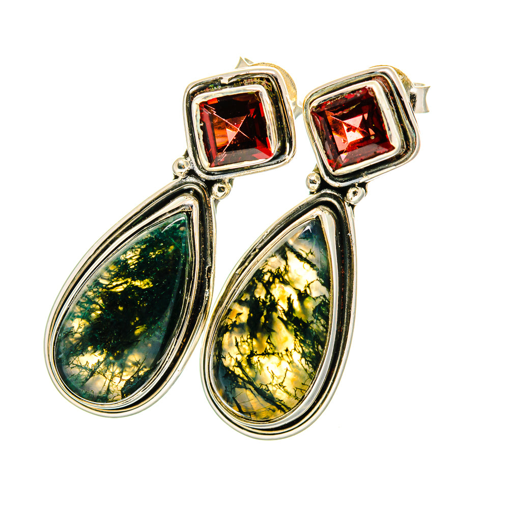 Green Moss Agate Earrings handcrafted by Anasilvercos - EARR420744
