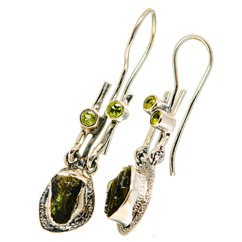 Czech Moldavite Earrings handcrafted by Anasilvercos - EARR420746