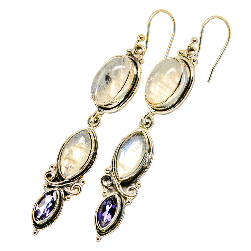Rainbow Moonstone Earrings handcrafted by Anasilvercos - EARR420752