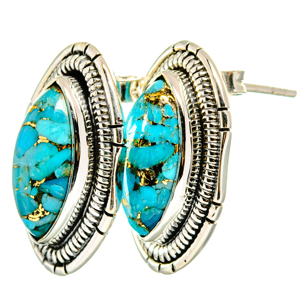 Blue Copper Composite Turquoise Earrings handcrafted by Anasilvercos - EARR420761