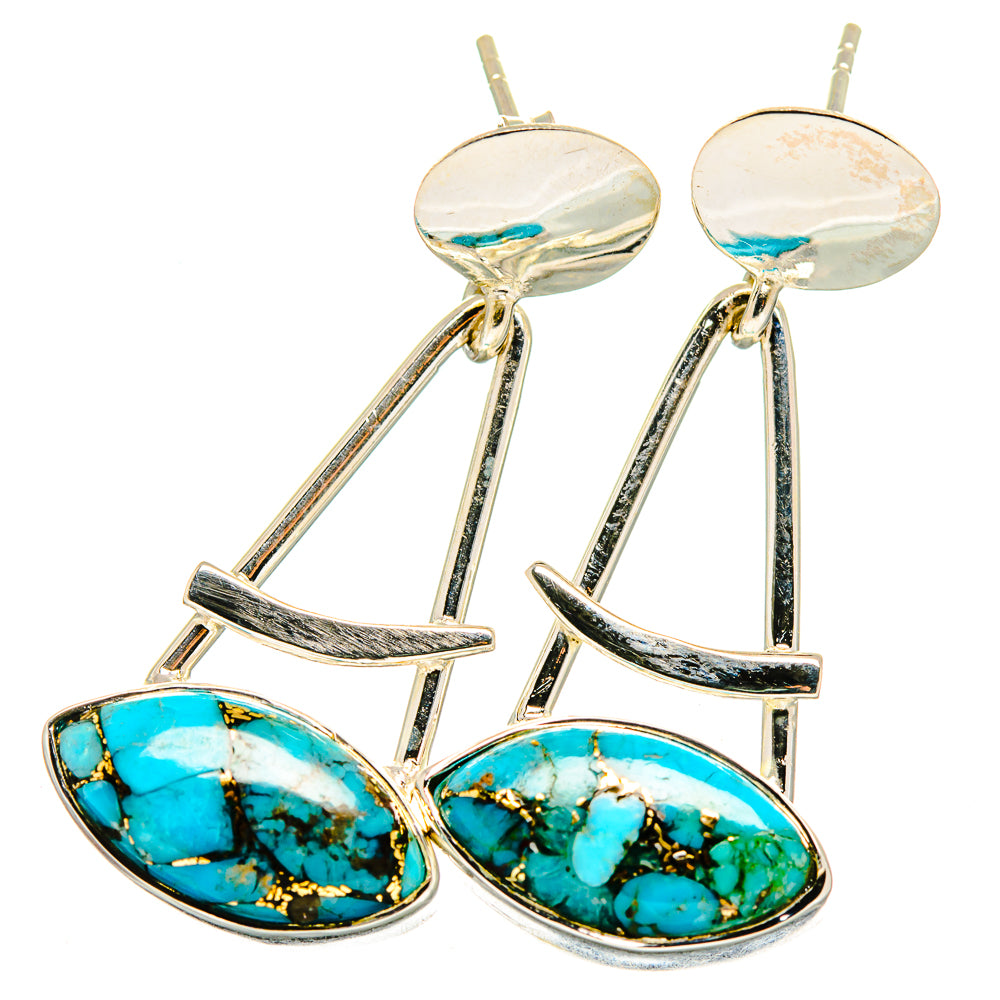 Blue Copper Composite Turquoise Earrings handcrafted by Anasilvercos - EARR420767