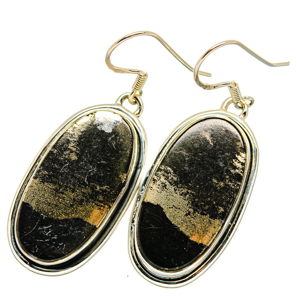 Pyrite In Black Onyx Earrings handcrafted by Anasilvercos - EARR420777